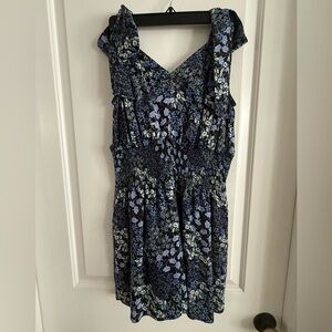 Rebecca Taylor Blue and Black Floral Mini Romper
